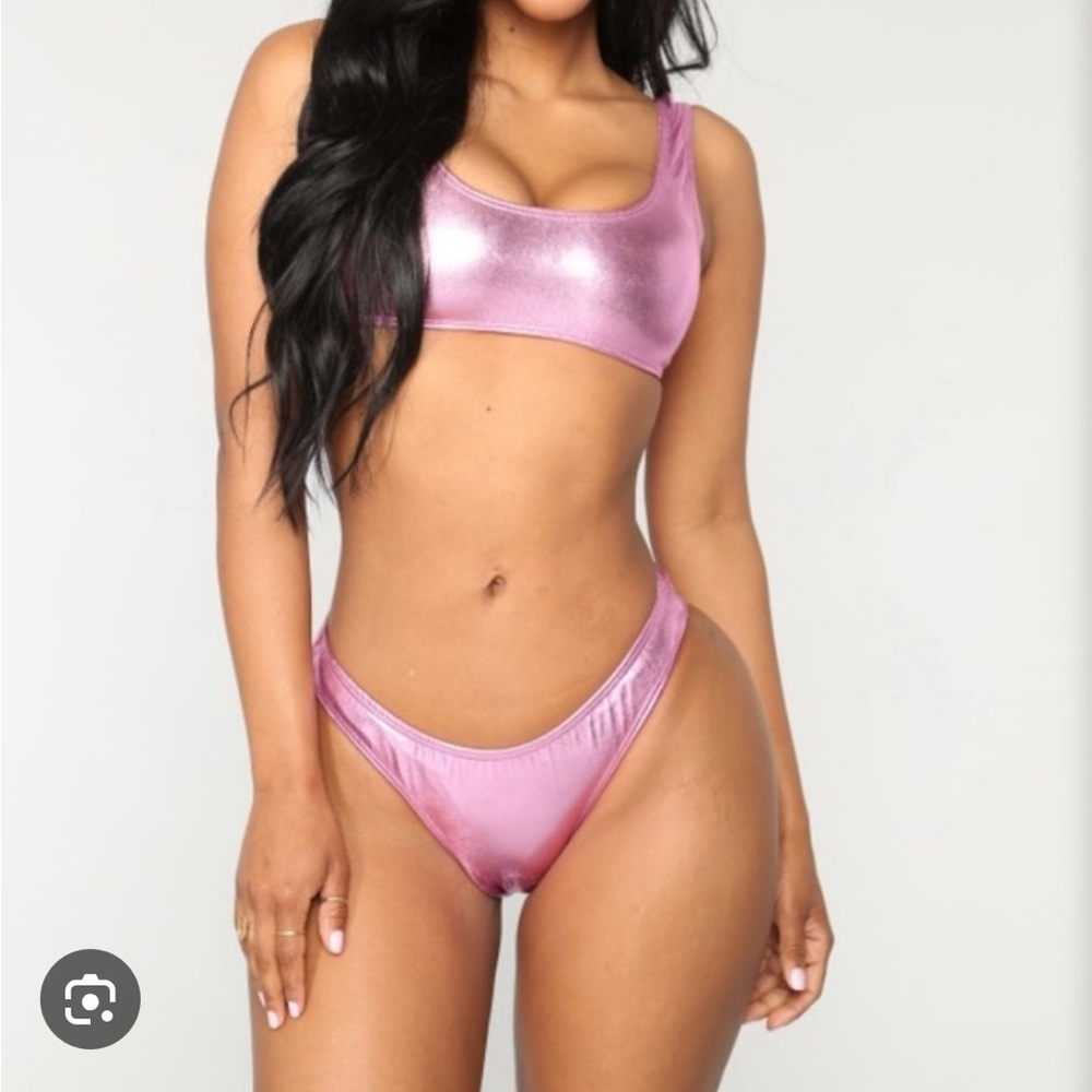 Fashion Nova Metallic Pink Bikini